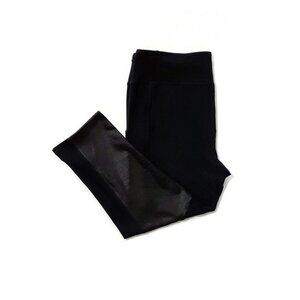 EUC Gottex black shine effect textured accent panel cropped trackpants, XL